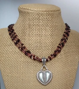 BARRY KIESELSTEIN CORD STERLING SILVER HEART ENHANCER PENDANT BEADED NECKLACE - Picture 1 of 24