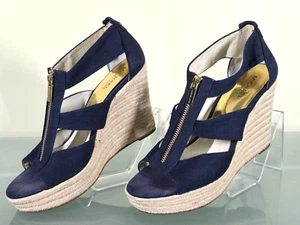 Sandalias de cuña MICHAEL KORS Berkley plataforma cremallera azul marino para mujer talla 8,5 M - Imagen 1 de 12