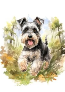 SCHNAUZER CHARMING RUNNING DOG GREETINGS NOTE CARD - Picture 1 of 1