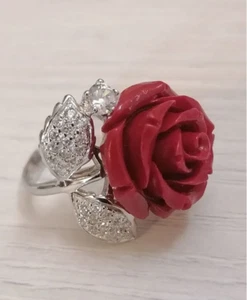 Silver 925 New Chic Ring 18 Rose Model Rhoosa Fianiths Ommo Proba Grosslud Stamp - Picture 1 of 10