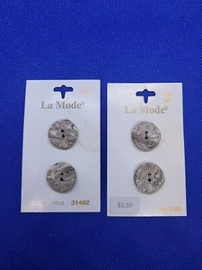 Lot of 2 La Mode Buttons on Card Faux Stone/Granite 3/4" 2-Hole Italy 31482 - Picture 1 of 4