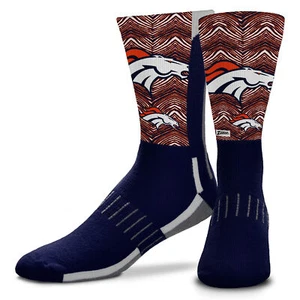 Zubaz X FBF NFL Adult Unisex Denver Broncos Phenom Curve Crew Socks - Picture 1 of 1