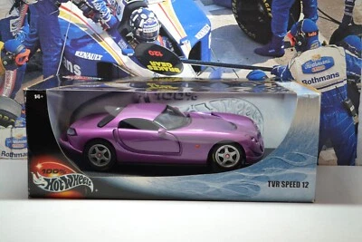 HOTWHEELS - TVR SPEED 12 - METALIC PURPLE PAINTWORK  - 1/18 SCALE MODEL CAR - Image 1 of 4
