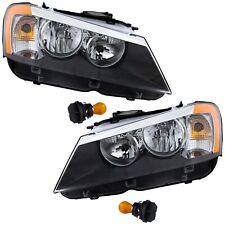 Headlight Set For 2011 2012 2013 2014 BMW X3 Left and Right With Bulb 2Pc