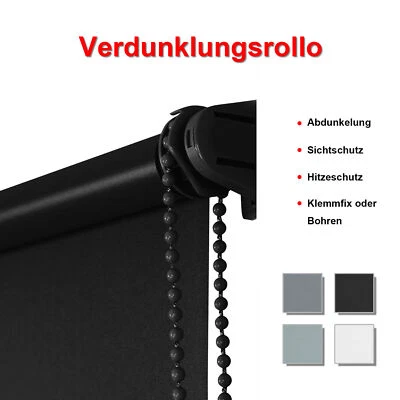 Rollo Klemm-fix Verdunklungsrollo Thermo ohne Bohren Klemmrollo Fenster-rollo - Bild 1 von 4
