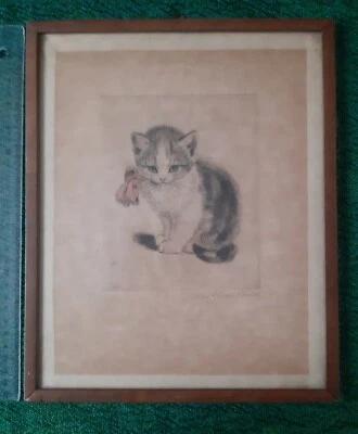 Meta Plückebaum Original-Radierung , Katze, signiert - Bild 1 von 3