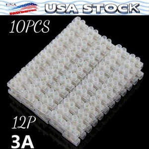 10PCS 12 Positions 3A Dual Row Screw Terminal Electric Barrier Strip Block - Picture 1 of 4