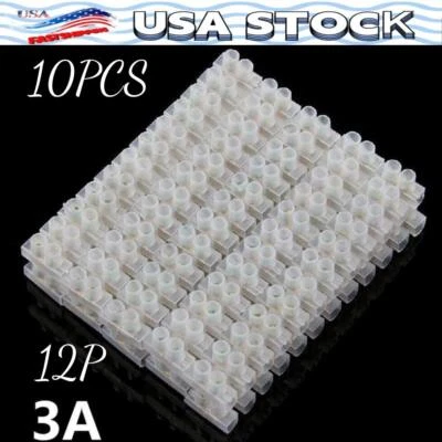 10PCS 12 Positions 3A Dual Row Screw Terminal Electric Barrier Strip Block - Image 1 of 4