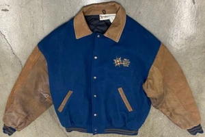 Vintage 1990s 90s Mens XL Rare Walt Disney World Tour Wool Leather Bomber Jacket - Picture 1 of 5
