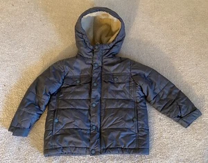 Lands End Boys Winter Puffer Coat Jacket Blue Hooded Insulated Size S 4 - Picture 1 of 15