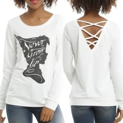 Disney Peter Pan Never Grow Up Girls Sweater Juniors Medium Long Sleeve Top - Image 1 of 2