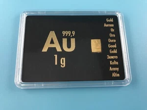 1 Gramm Goldbarren, 999,9er, Motivbox, „AU“ International, Valcambi , gebraucht - Bild 1 von 8