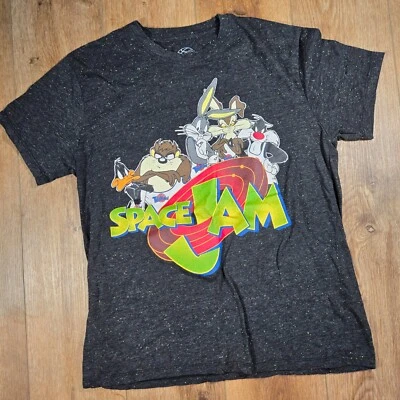 Space Jam T-Shirt Men’s L Michael Jordan Bugs Bunny Taz Graphic Speckled Tee - Image 1 of 4