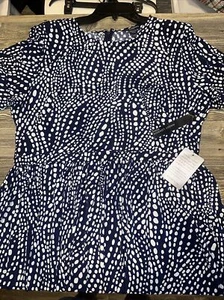 MAGGY LONDON Navy White Dot Print Cuff Sleeve Midi Dress. Size 16W. NWT. 7 - Picture 1 of 11