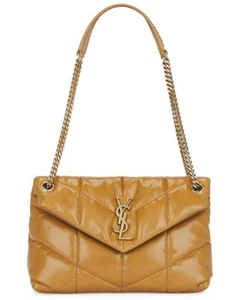 SAINT LAURENT Puffer Loulou Small $3200 Praline Leather Shoulder Bag New - Picture 1 of 6