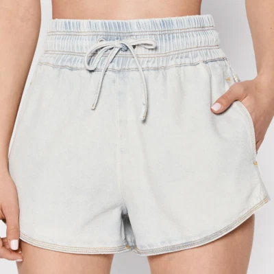 NUEVO W TAGS IRO Mujer Corbata Frontal Lavado Claro Denim Pantalones Cortos Talla 28-29 Foto 1 de 4