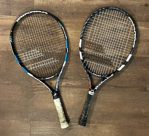 Lot Of 2 Babolat Pure Drive JR 23 Tennis Racquet Black Blue Will Need New Grip. - Picture 1 of 10