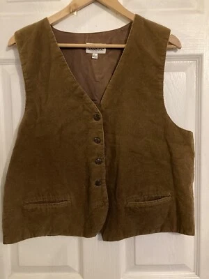Vintage London Fog Vest Cotton Corduroy Tan Men’s Size L  Quilted Brown W/pocket - Image 1 of 4