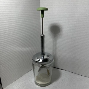 Picadora de tuercas de comida de vidrio Acme con mango verde de dos tazas vintage hecha en EE. UU. - Imagen 1 de 8