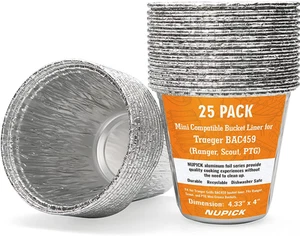 Paquete de 25 mini revestimiento de cubo de grasa NUPICK para Traeger Ranger, Scout, PTG, Grill Dr - Imagen 1 de 5