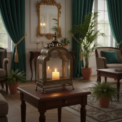 古董装饰法国锻铁金属4面玻璃灯手锤 — 第 1/4 张图片