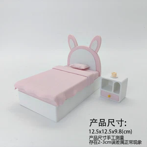 LYTP203 1/12/18/24 Bunny-Ear Sweet Dreams Princess Bett mit Nachttisch INS Style - Bild 1 von 9