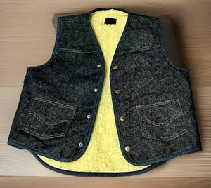 Vintage Roebucks Vest Men Medium Blue Denim Sherpa Lined Western Trucker - Picture 1 of 6