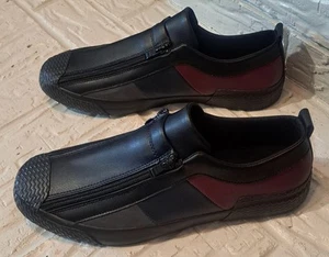 Men's Slip On Colorblock Sneakers/Loafers Faux Leather Double Zippers Sz 9.5 - Picture 1 of 18