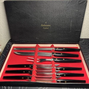 Vintage "A Robinson Product" 9-Piece Carving Set & 6 Steak Knives - Picture 1 of 3