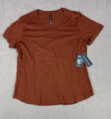 Camisa Kuhl Mujer Grande Senderismo Marrón Crew Algodón Orgánico Trek Top Nueva Foto 1 de 4