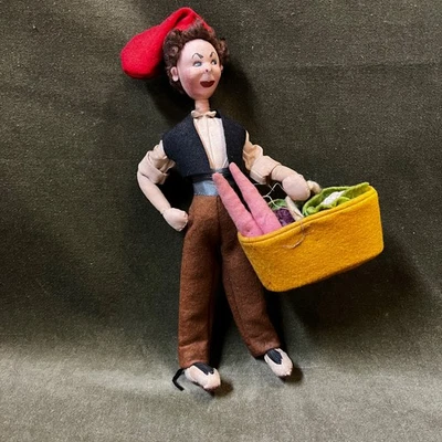 Vintage Klumpe Doll Man with Vegetables 1950-70's Spain Felt Rare - Image 1 of 4