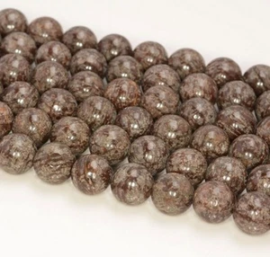Natural Brown Snowflake Obsidian Gemstone 10 MM Round Smooth Beads Strand 15.5" - Picture 1 of 3
