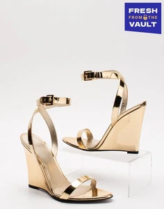 RRP€750 ALEVI MILANO Leather Wedge Sandals US7 UK4 EU37 Metallic Made in Italy - Imagen 1 de 10