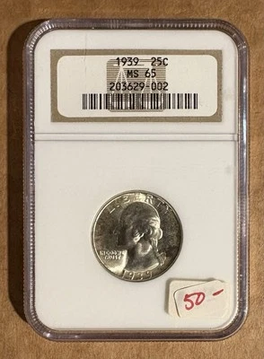1939 WASHINGTON QUARTER NGC MS65. - Image 1 of 2