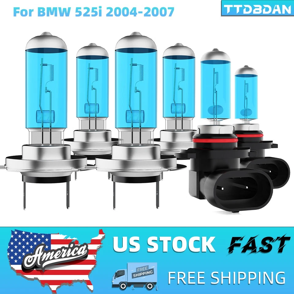 For BMW 525i 2004-2007 High Low Fog Beam Halogen Headlight Bulbs Combo 6000K - Изображение 1 из 4