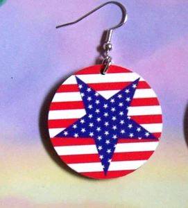Pendientes Bandera Americana para Mujer 4 de Julio Pendientes Patrióticos 1 1/2" - Imagen 1 de 3