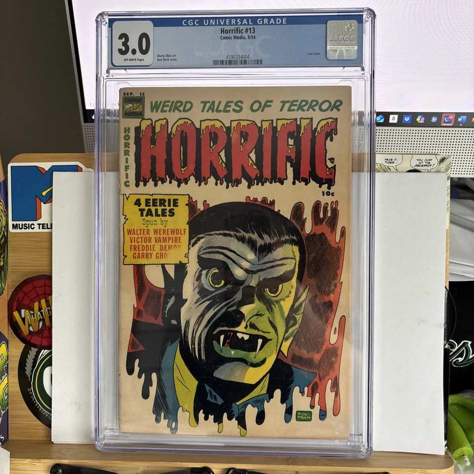 Horrific 13 CGC 3.0 Don Heck 1954 Comic Media Horror Final Issue In Series! - Image 1 of 1