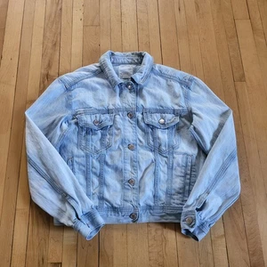 American Eagle Denim Jacket Womens S Blue Jean Trucker Light Button Preppy Urban - Picture 1 of 9