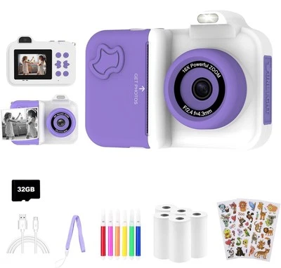 Kids Camera,Instant Print Camera for Kids,1080P Digital Camera with 32G SD Card - Image 1 of 4