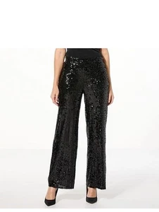 NWT Badgley Mischka Belle Iris Sequin Straight leg Dress Pants Size 6 - Picture 1 of 3