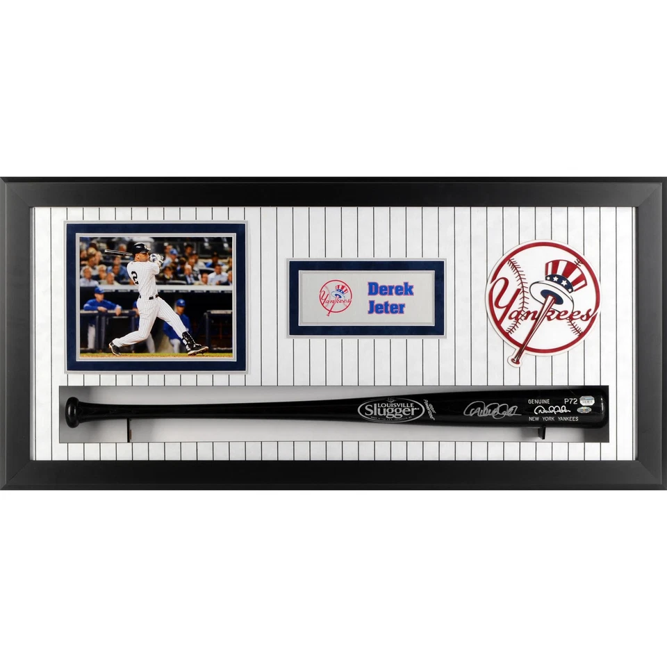 Caja de sombra de murciélago firmada enmarcada Derek Jeter New York Yankees Foto 1 de 1