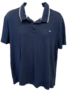Calvin Klein Liquid Touch Polo Shirt Men’s XXL Navy Blue CK Logo Soft Cotton - Picture 1 of 6