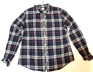 J.CREW Perfect Shirt SZ L 100% Cotton Button Down Plaid Top Blue Red Western - Picture 1 of 5