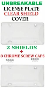 2 Unbreakable Clear Bubble License Plate Tag Holder Frame Bumper Shield New - Picture 1 of 12