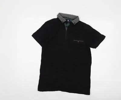 Polo de algodón negro Steel & Jelly para hombre talla S botón con cuello Foto 1 de 4