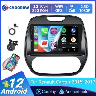 32GB 9" Android 12 Autoradio Carplay GPS Navi RDS für Renault Captur 2015-2017 - Bild 1 von 4