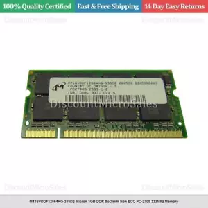 MT16VDDF12864HG-335D2 Micron 1GB DDR SoDimm Non ECC PC-2700 333Mhz Memory - Picture 1 of 1