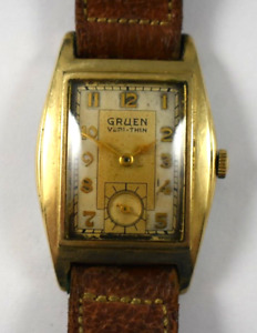 Vintage Gruen Veri-Thin 2 Tone Dial Mechanic Dress Type Wrist Watch Runs lot.eo