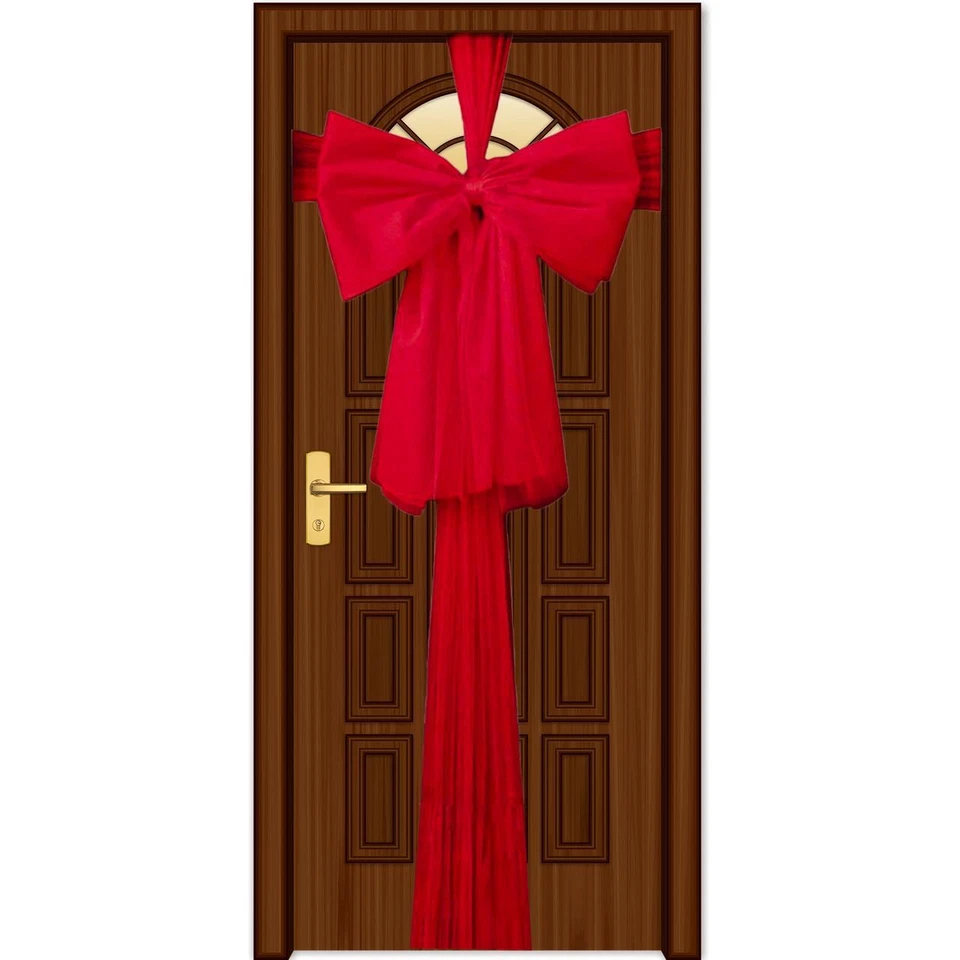 SHATCHI 1PC Giant Christmas Door Bow Red Organza Wedding Festive Xmas Home Decor 9m