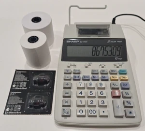 Sharp EL-1750V 12 dígitos 2 colores calculadora de impresión paquete de máquina de adición PROBADO - Imagen 1 de 5